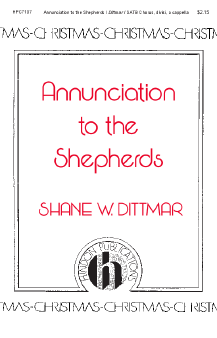 White octavo cover framed by a repeating CHRISTMAS border band: Annunciation to the Shepherds and Shane W. Dittmar in red Art Deco lettering above the Hindon Publications logo.